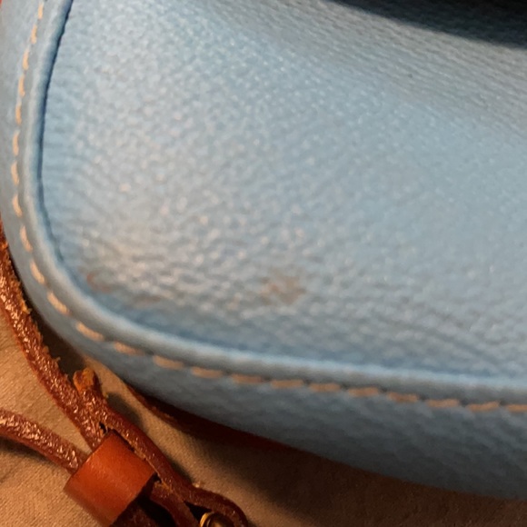 Authentic Dooney and Bourke Blue & Brown Crossbody Purse - Picture 5 of 7